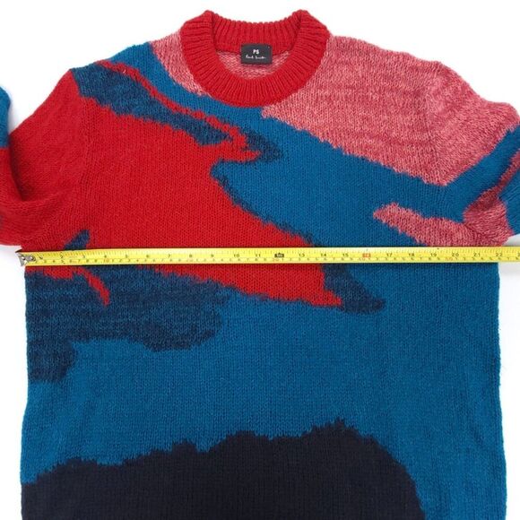 NEW Paul Smith Kid Mohair Harry Sweater Blue Jacquard Contemporary Swirl Large - Picture 4 of 8